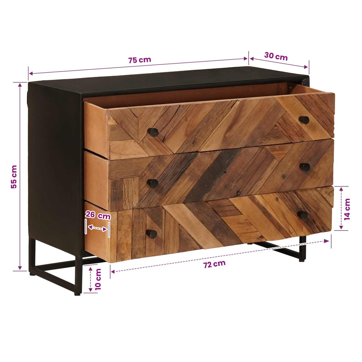 Drawer Cabinet with Drawer 75 x 30 x 54 cm