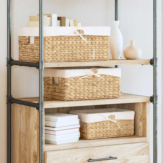 Storage Baskets 3 pcs Water Hyacinth 40 x 30 x 18 cm Natural