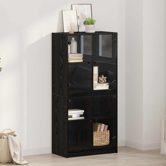 Highboard Black Oak 68 x 37 x 142 cm Engineered Wood