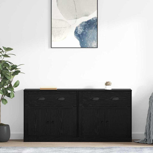 Sideboards 2 pcs Black Oak 70 x 35.5 x 67.5 cm Engineered Wood