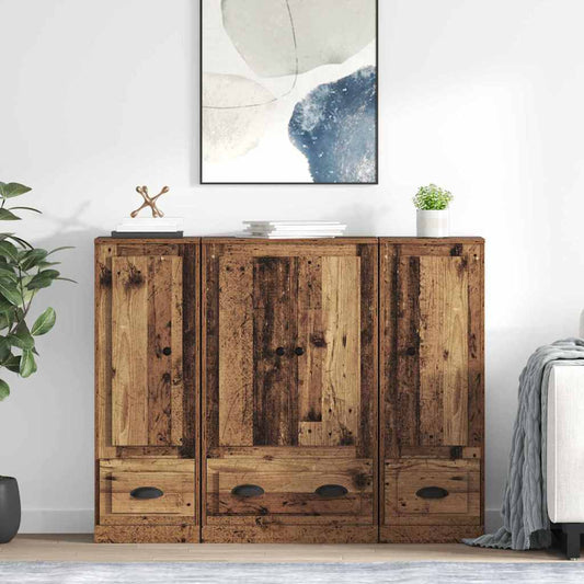 Highboard 3 pcs Old Wood 132 x 35.5 x 103.5 cm Engineered Wood