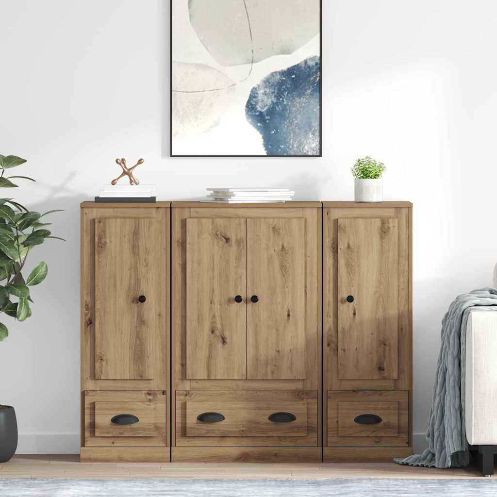 Highboard 3 pcs Artisan Oak 132 x 35.5 x 103.5 cm