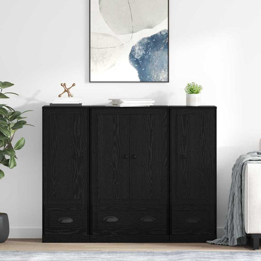 Highboard 3 pcs Black Oak 132 x 35.5 x 103.5 cm Engineered Wood