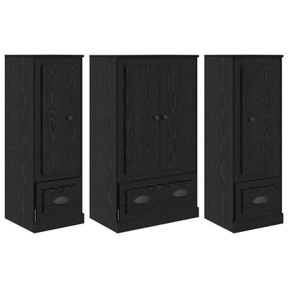 Highboard with Drawer 3 pcs Black Oak Engineered Wood