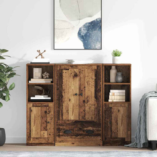 Highboard 3 pcs Old Wood 132 x 35.5 x 103.5 cm Engineered Wood