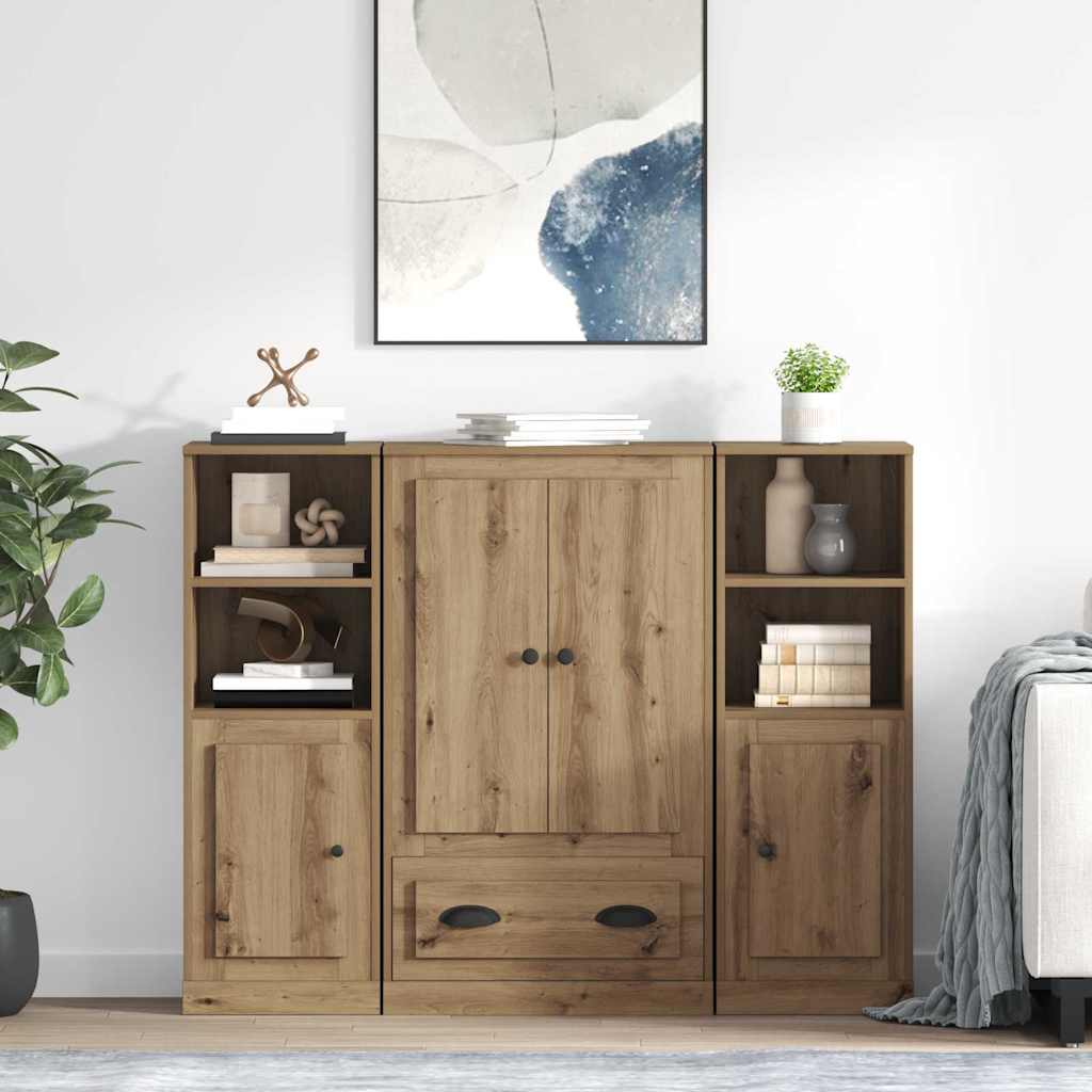 Highboard 3 pcs Artisan Oak 132 x 35.5 x 103.5 cm