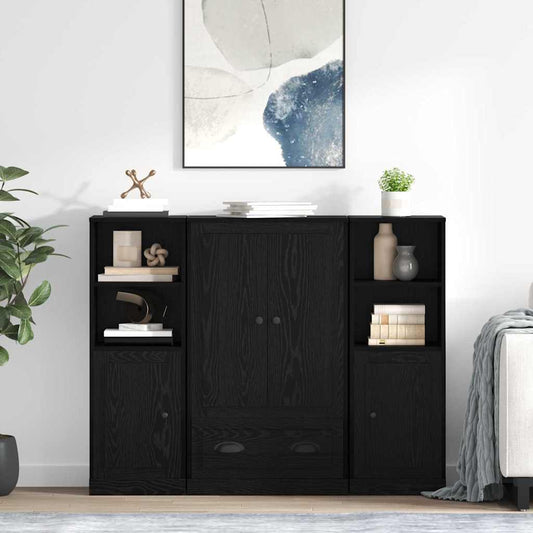 Highboard 3 pcs Black Oak 132 x 35.5 x 103.5 cm Engineered Wood