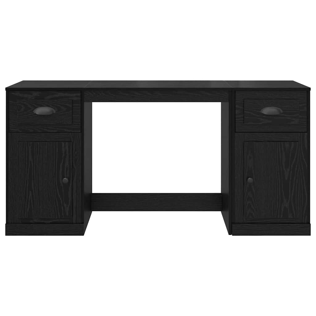 Desk with Cabinet Black Oak 154.5 x 50 x 75 cm Engineered Wood