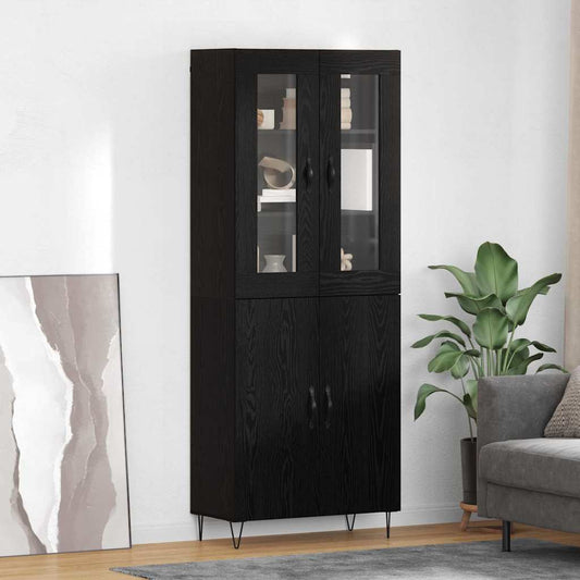 Highboard White and Black Oak 69.5 x 34 x 180 cm