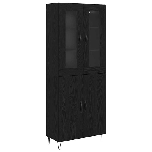 Highboard White and Black Oak 69.5 x 34 x 180 cm