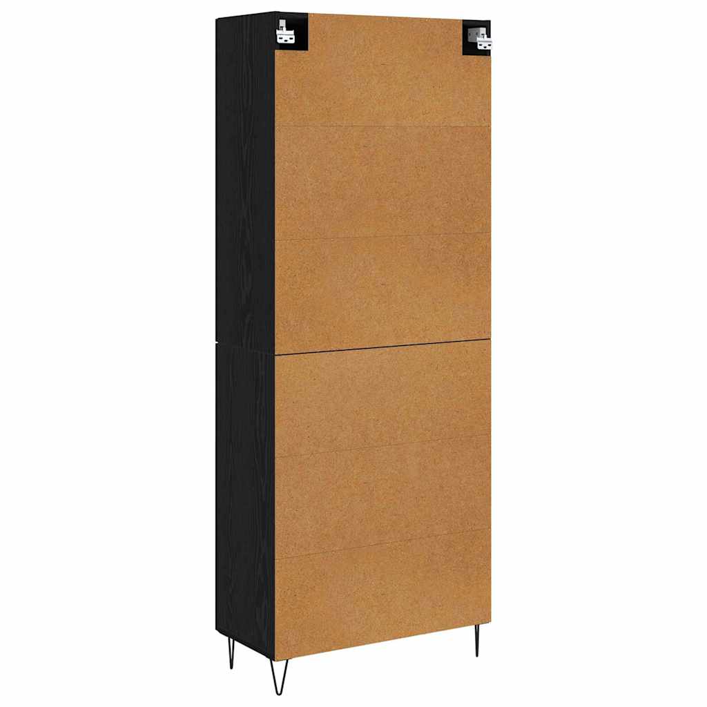 Highboard White and Black Oak 69.5 x 34 x 180 cm