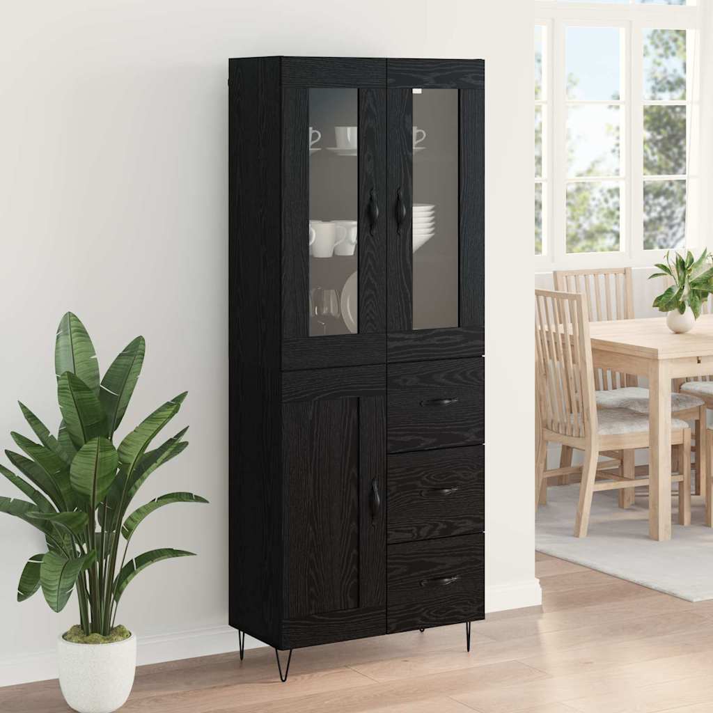 Highboard Black Oak 69.5 x 34 x 90 cm Engineered Wood