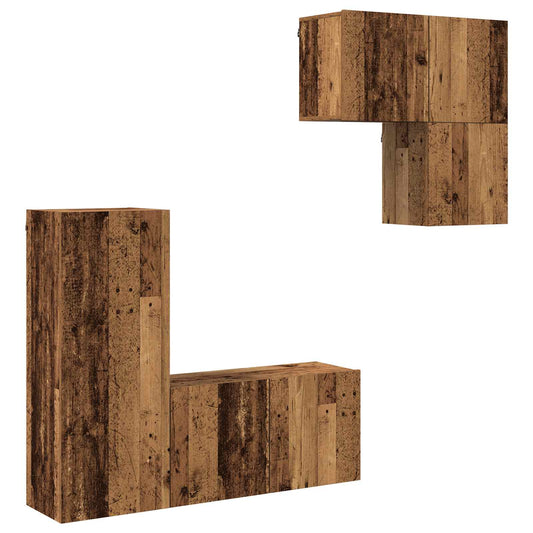 TV Cabinet 4 pcs Old Wood Engineered Wood