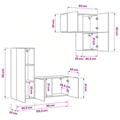 TV Cabinet 4 pcs Artisan Oak Engineered Wood