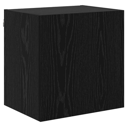 TV Cabinet Wall-mounted 4 pcs Black Oak Engineered Wood