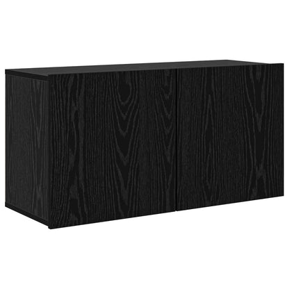 TV Cabinet Wall-mounted 4 pcs Black Oak Engineered Wood