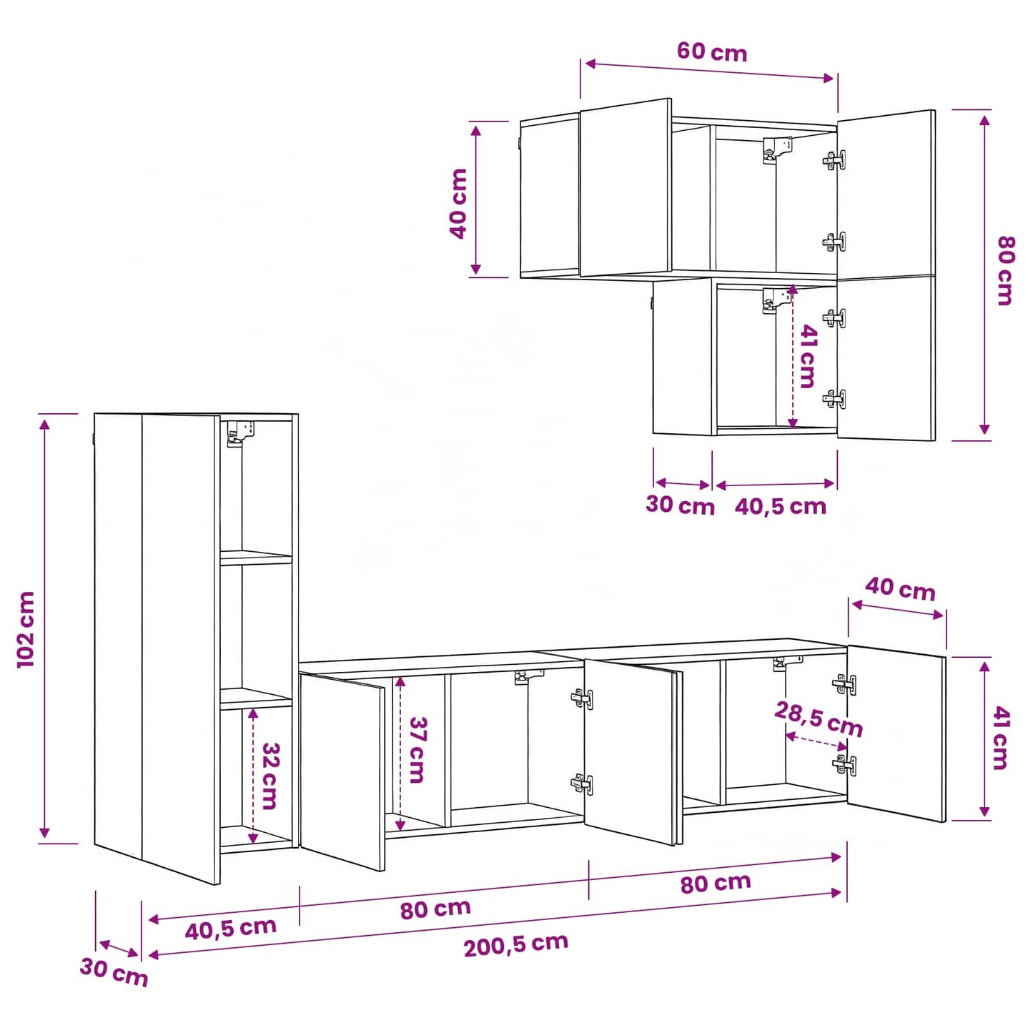 TV Wall Unit 5 pcs Artisan Oak Engineered Wood