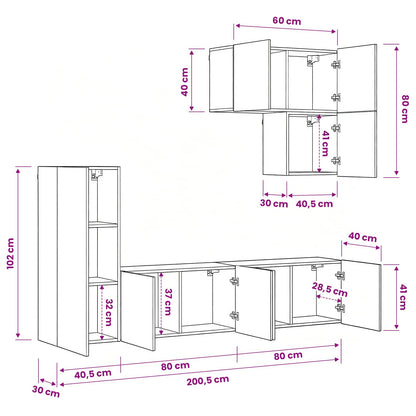 TV Wall Unit 5 pcs Artisan Oak Engineered Wood