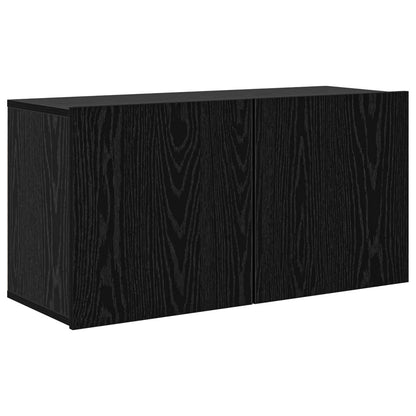 TV Wall Unit Wall-mounted 5 pcs Black oak Engineered Wood