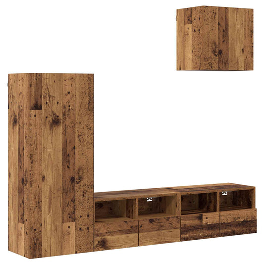 TV Wall Units 4 pcs Old Wood Engineered Wood