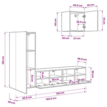 TV Wall Units 4 pcs Artisan Oak Engineered Wood