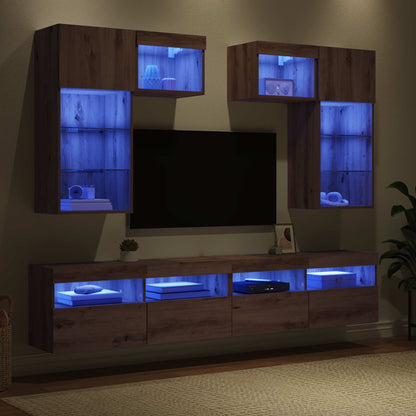 TV Wall Units 6 pcs Old Wood Engineered Wood