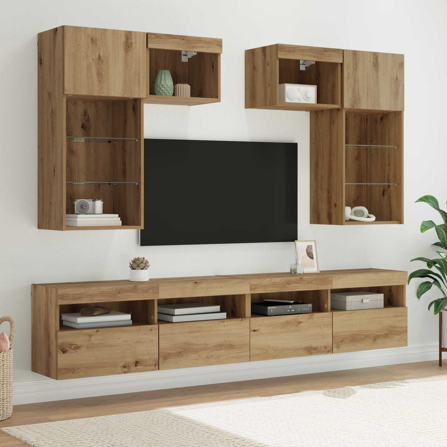 TV Wall Units 6 pcs Old Wood Engineered Wood