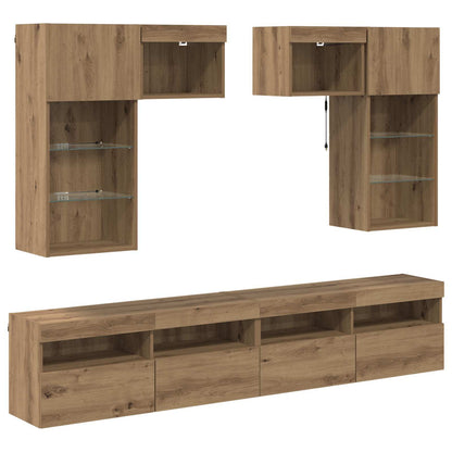 TV Wall Units 6 pcs Old Wood Engineered Wood