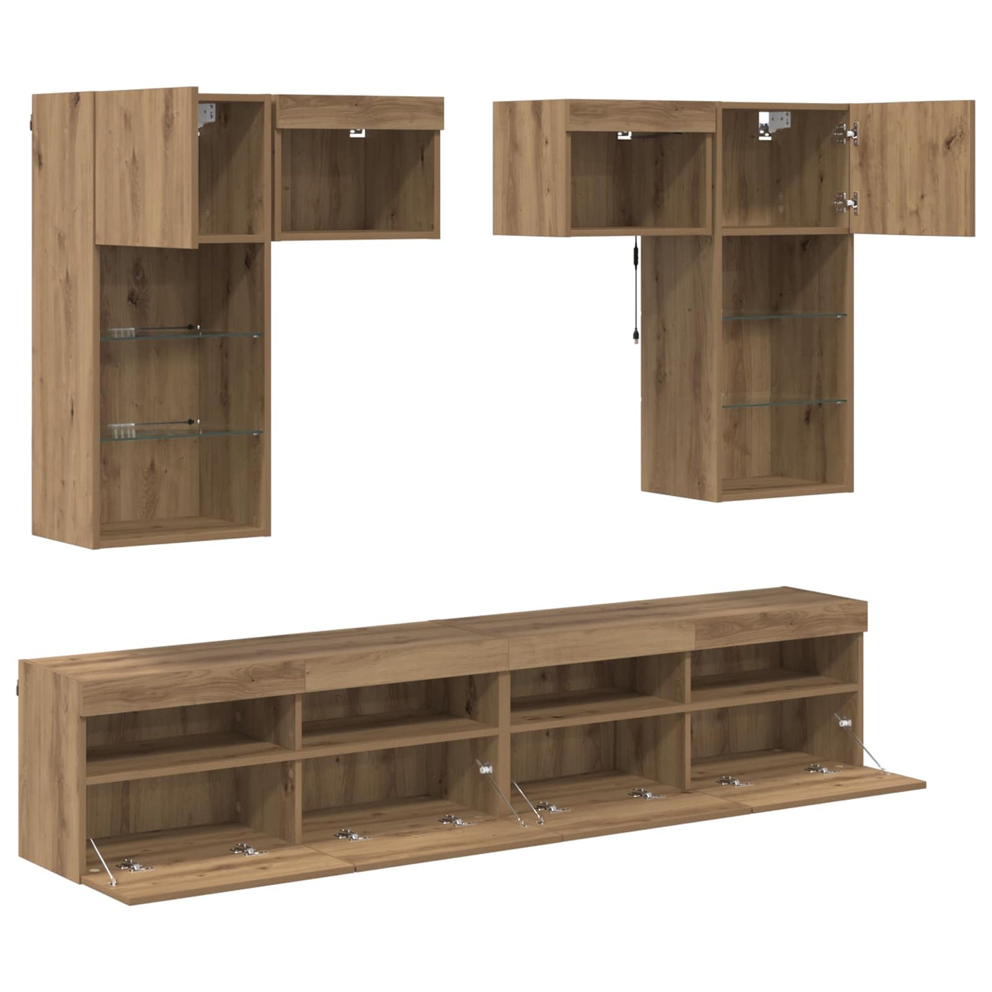 TV Wall Units 6 pcs Old Wood Engineered Wood