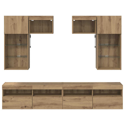 TV Wall Units 6 pcs Old Wood Engineered Wood