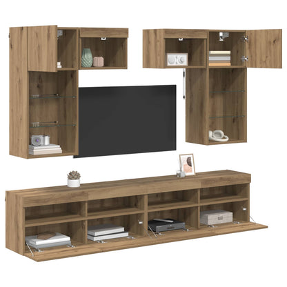 TV Wall Units 6 pcs Old Wood Engineered Wood