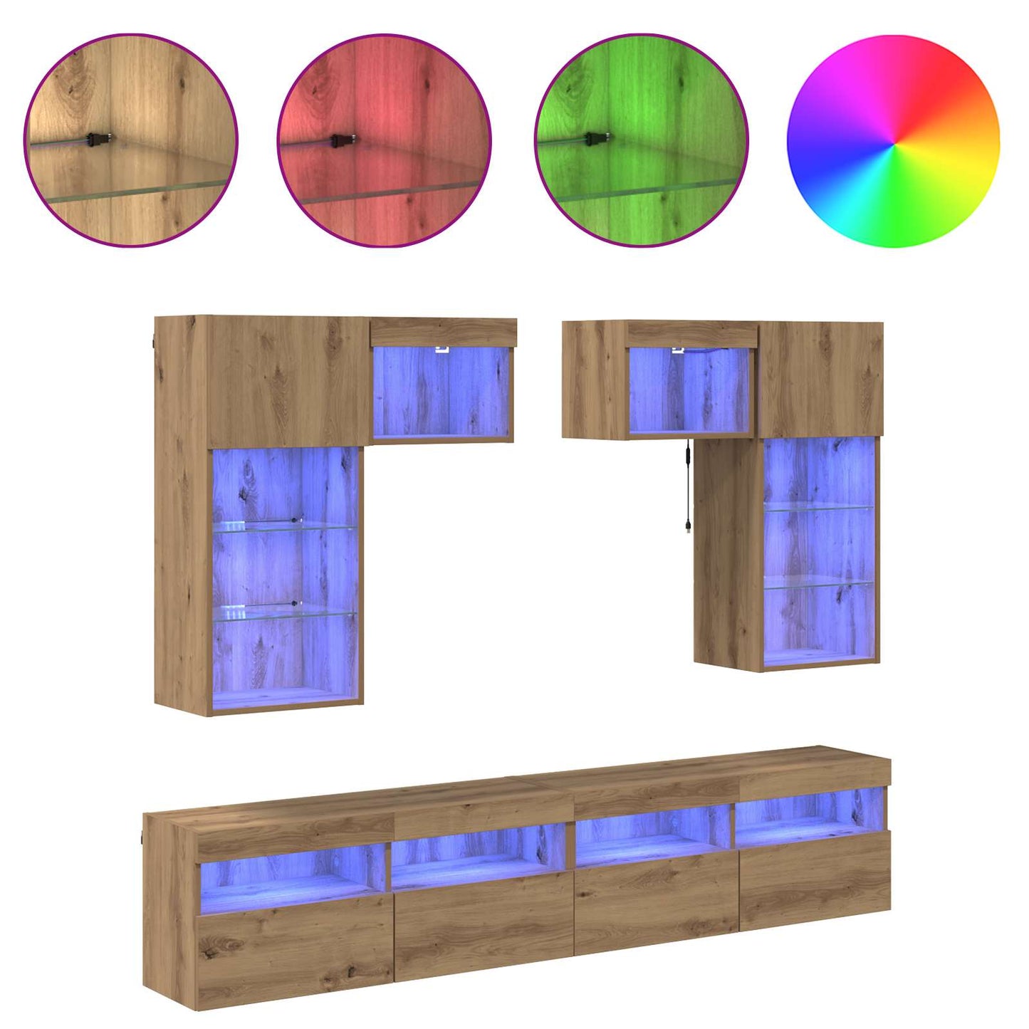 TV Wall Units 6 pcs Old Wood Engineered Wood