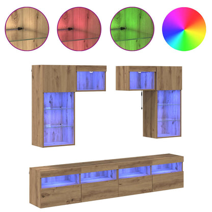TV Wall Units 6 pcs Old Wood Engineered Wood