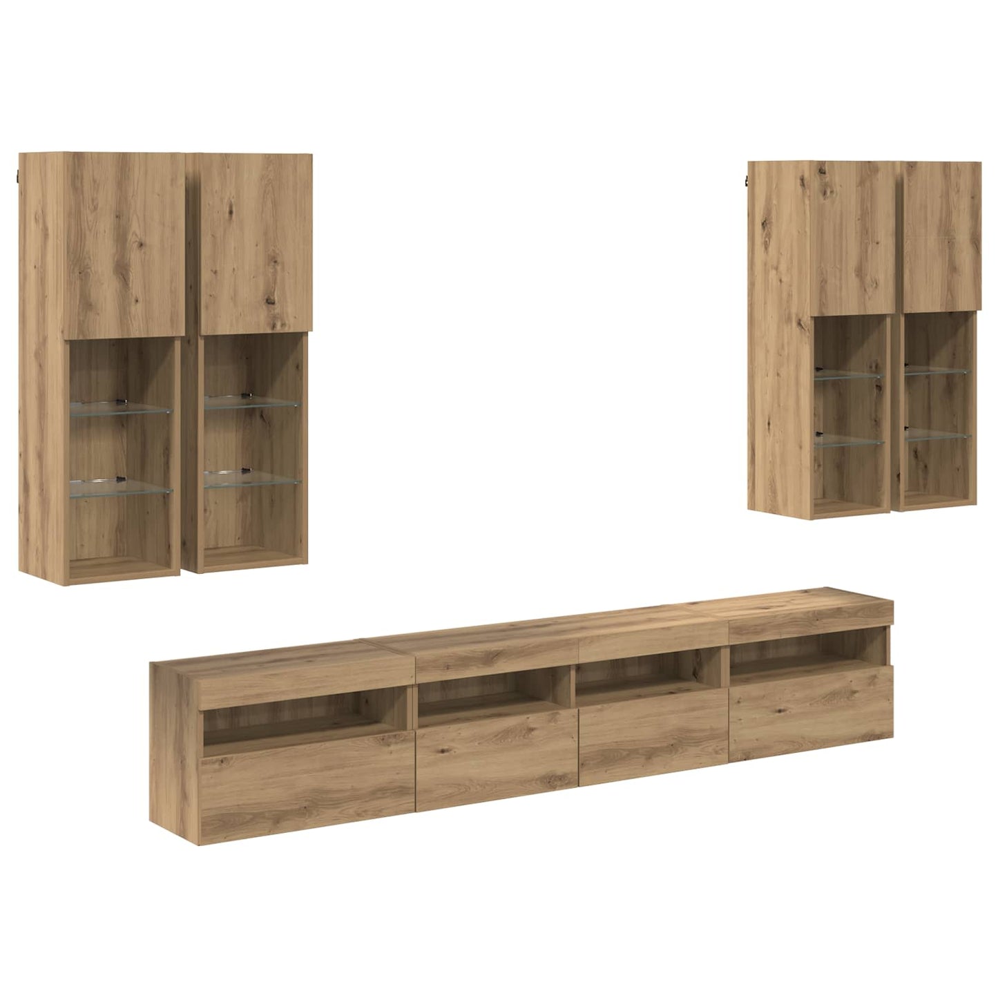 TV Wall Cabinet Set with LED Lights 7 pcs Artisan oak