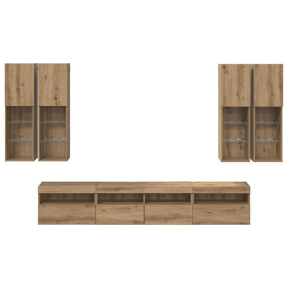TV Wall Cabinet Set with LED Lights 7 pcs Artisan oak