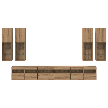 TV Wall Cabinet Set 7 pcs Artisan Oak Engineered Wood