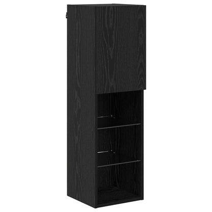 TV Wall Cabinet Set 7 pcs Black Oak Engineered Wood