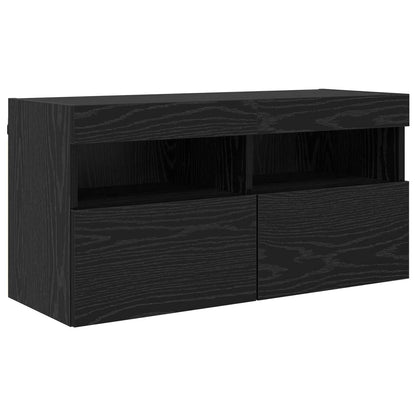TV Wall Cabinet Set 7 pcs Black Oak Engineered Wood