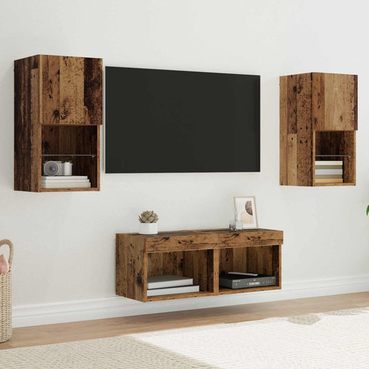 TV Wall Cabinets 4 pcs Old Wood Engineered Wood