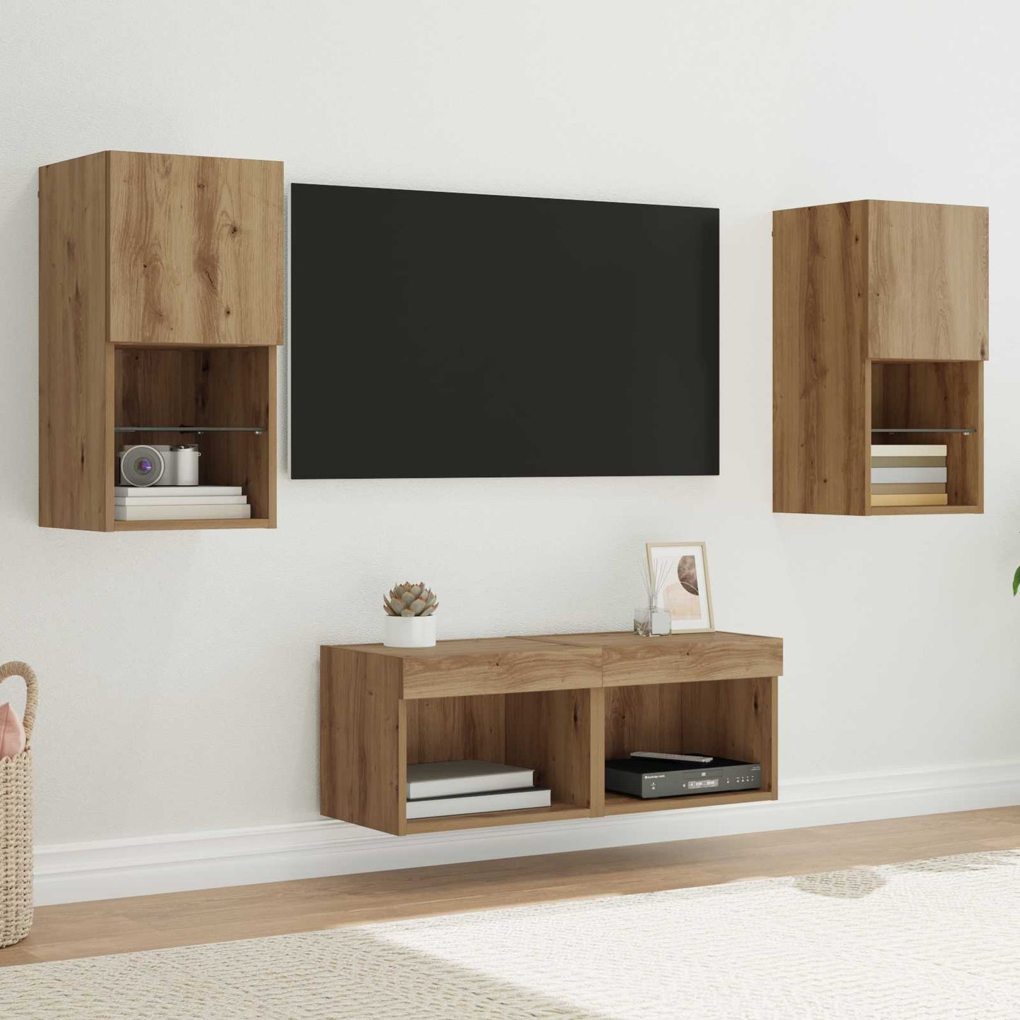 TV Wall Cabinets 4 pcs Artisan Oak Engineered Wood