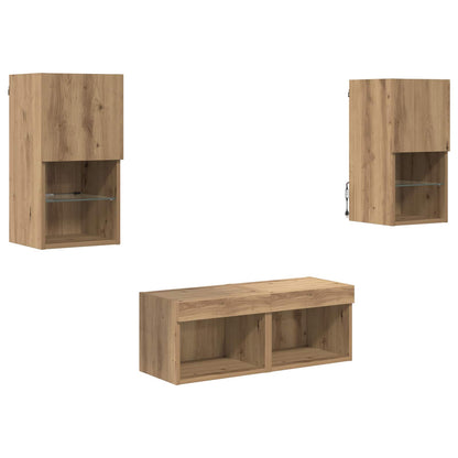 TV Wall Cabinets 4 pcs Artisan Oak Engineered Wood