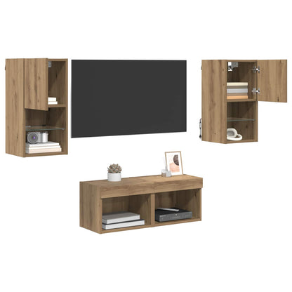 TV Wall Cabinets 4 pcs Artisan Oak Engineered Wood