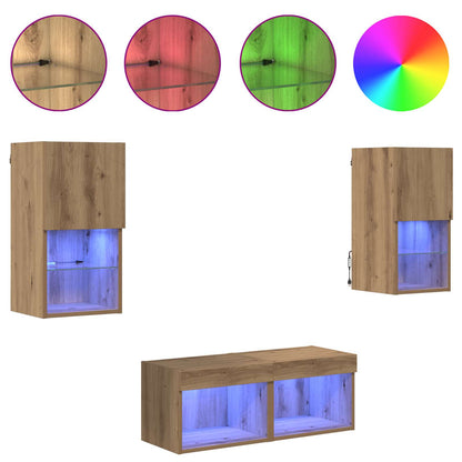 TV Wall Cabinets 4 pcs Artisan Oak Engineered Wood