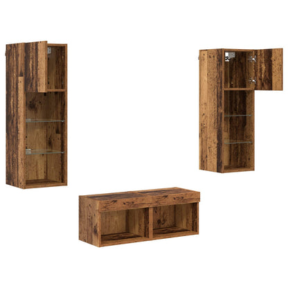 TV Wall Cabinets 4 pcs Artisan Oak Engineered Wood