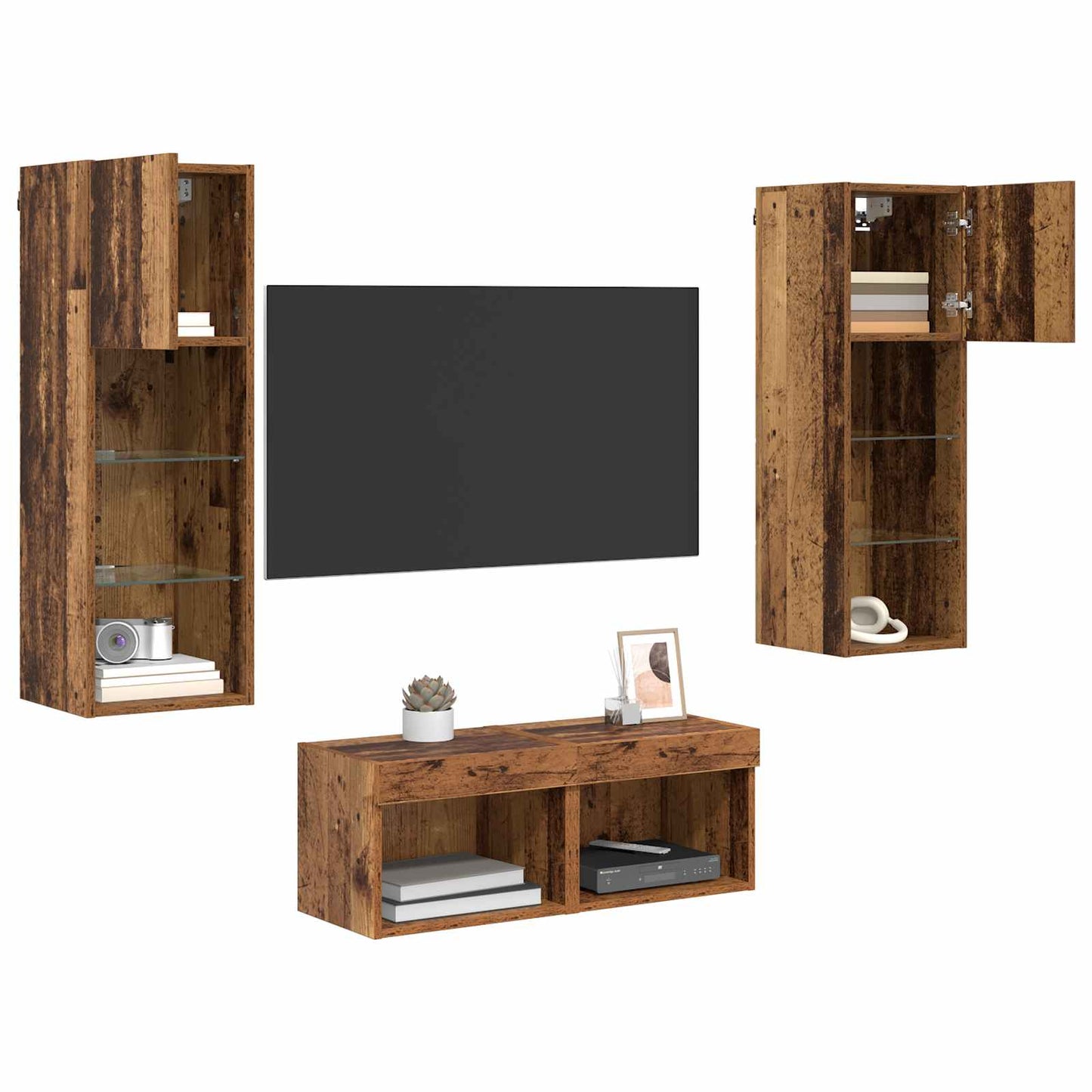 TV Wall Cabinets 4 pcs Artisan Oak Engineered Wood