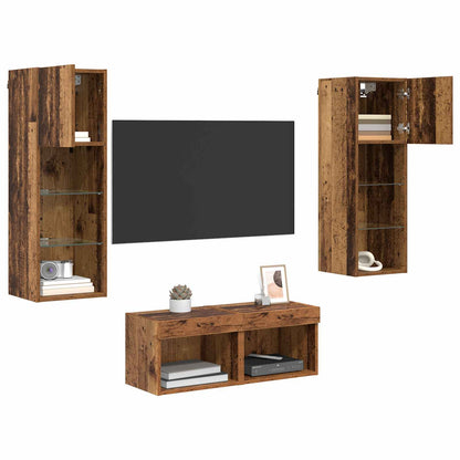TV Wall Cabinets 4 pcs Artisan Oak Engineered Wood