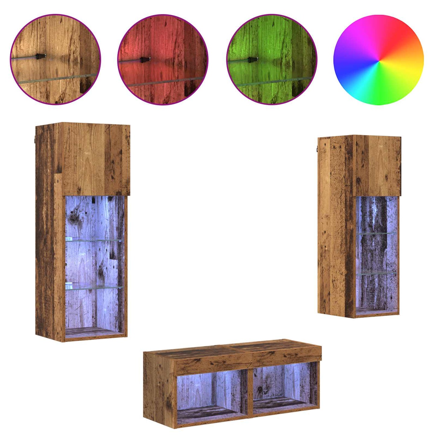 TV Wall Cabinets 4 pcs Artisan Oak Engineered Wood