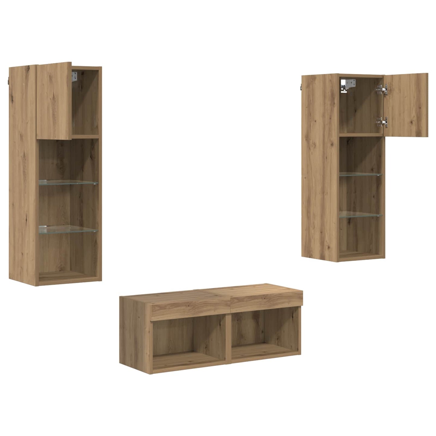 TV Wall Cabinets 4 pcs Black Oak Engineered Wood