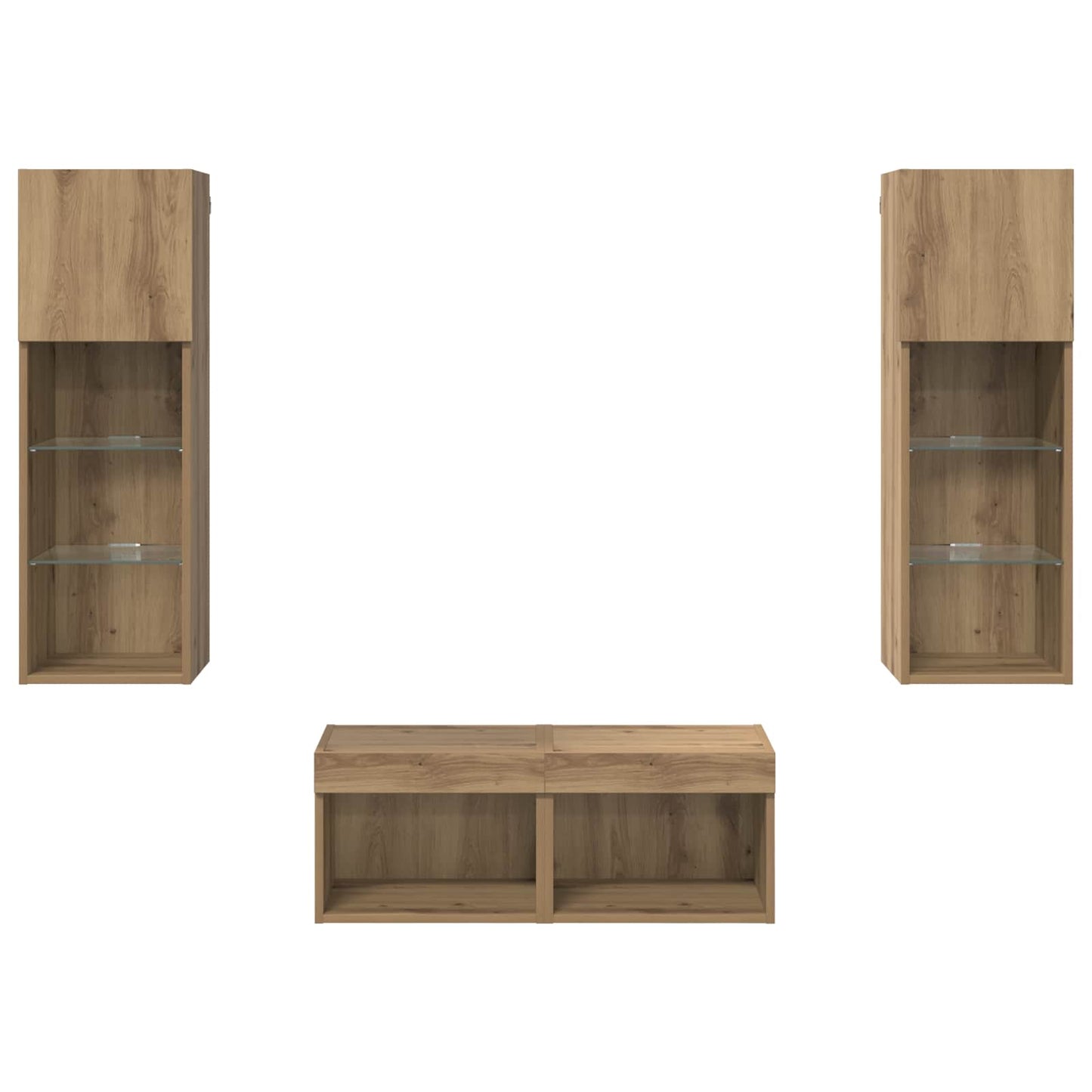 TV Wall Cabinets 4 pcs Black Oak Engineered Wood