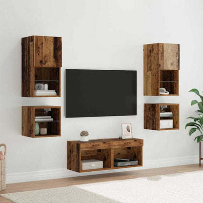 TV Wall Units 8 pcs Old Wood Engineered Wood